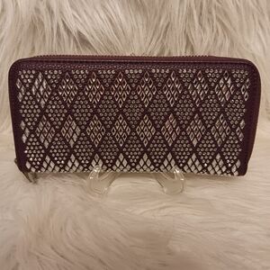 Elegant Purple Diamond Pattern Accordion Wallet